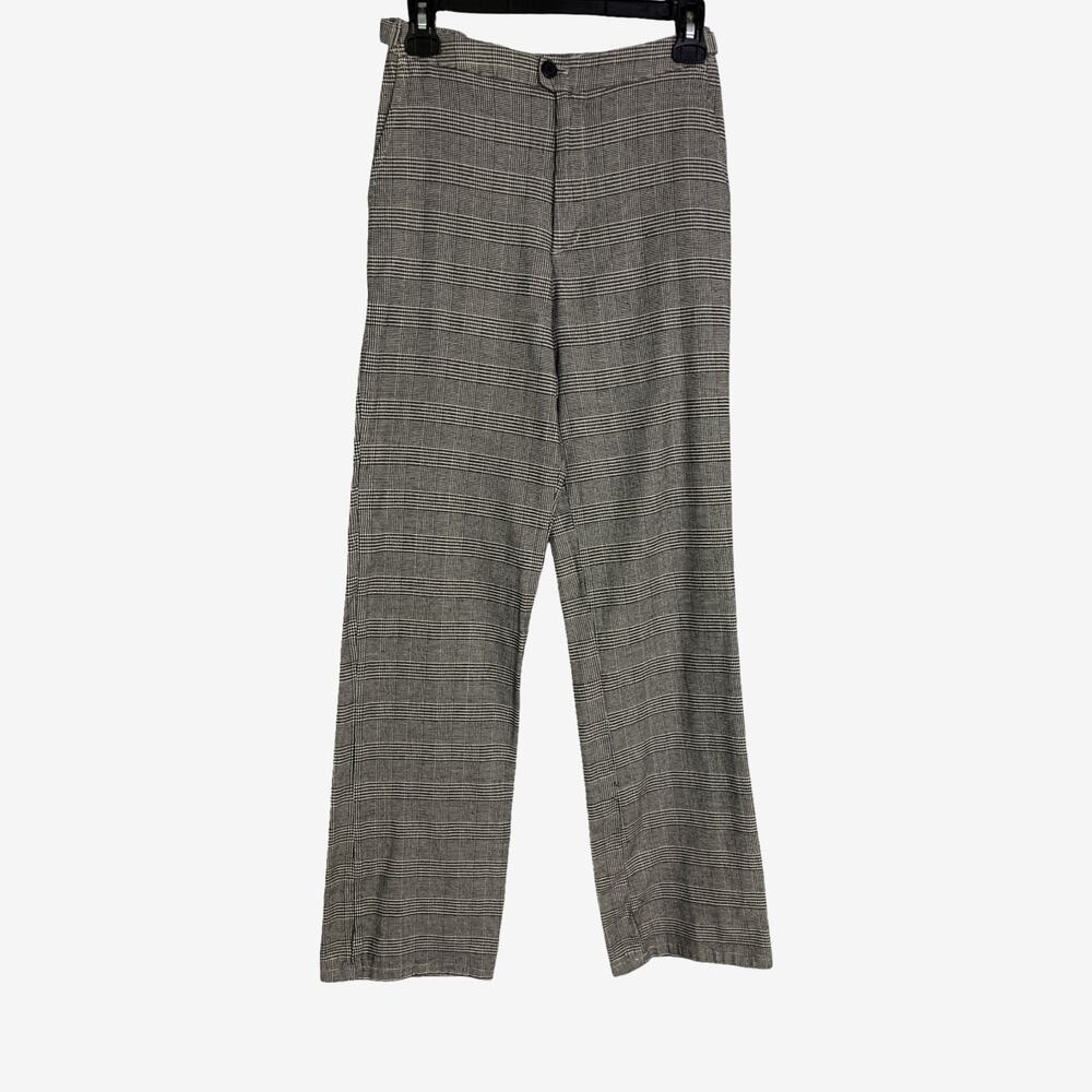 Brandy Melville John Galt Glen Plaid Straight Leg Trousers Black White One Size
